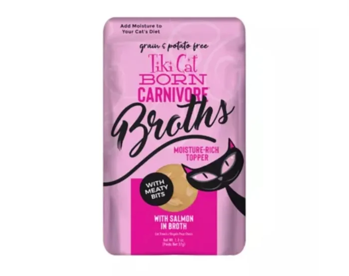 Tiki Cat® Born Carnivore® Broths Wet Cat Food Topper – Non-GMO, Grain Free, 1.3oz salmon