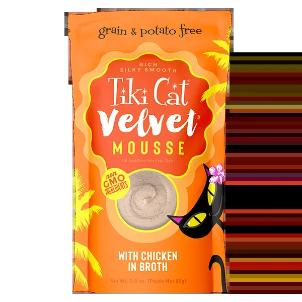 Tiki Cat Velvet Mousse, Chicken In Broth Recipe 2.8-oz Pouch, Wet Cat Food