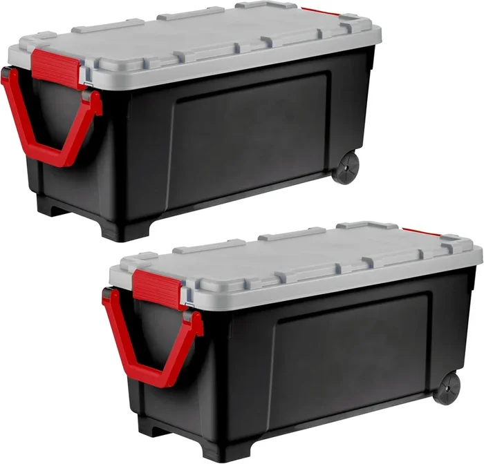 TrailBox 2-Pack – 43-Gal Lockable Storage Containers with Wheels & Handle