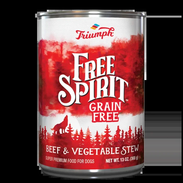 Triumph Free Spirit Grain Free Beef & Vegetable Stew Canned Dog Food: 13- Oz Cans, Case of 12