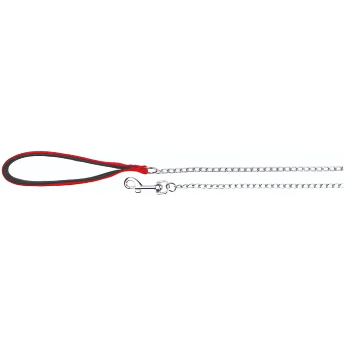 Trixie Chain Leash with Nylon Hand Loop for Dogs (Red)