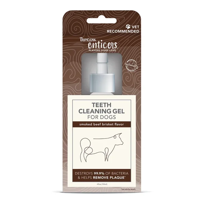 TropiClean Fresh Breath Teeth Cleaning Gel for Dogs – Smoked Beef Brisket flavor