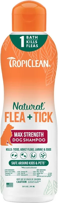 TropiClean Natural Maximum Strength Flea & Tick Treatment Shampoo for Dogs