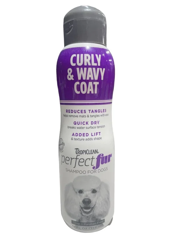 TropiClean Perfect Fur Detangling Dog Shampoo for Breeds with Curly & Wavy Fur 12 fl oz