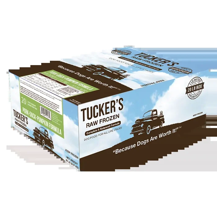 TUCKERS Frozen Raw Complete Dog Food Pork and Duck 20lb