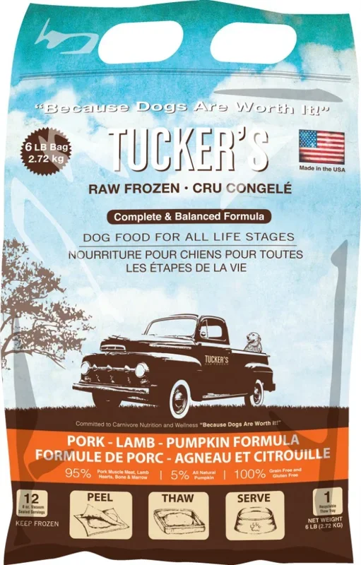 Tuckers Frozen Raw Dog Food Grain Free – Pork Lamb Pumpkin : 6 lb