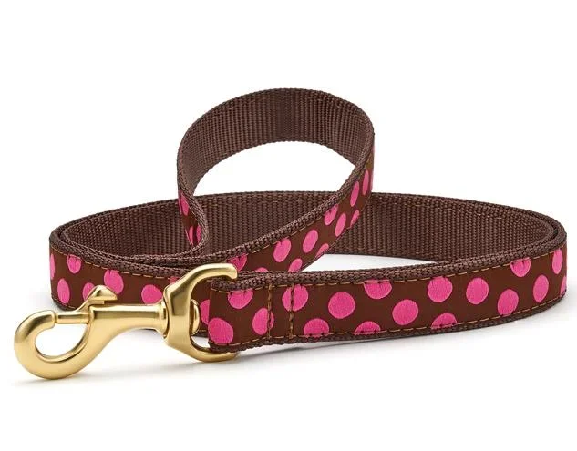 Up Country Brown with Pink Dots Dog Lead
