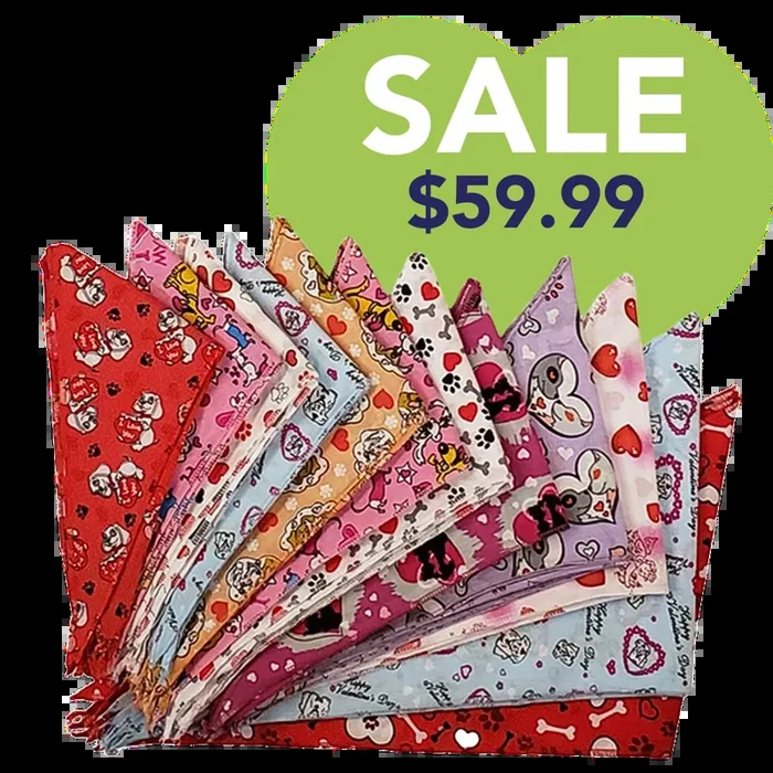 Valentine’s Day Bandanas – 60 Assorted Sizes and Patterns by Bandanas Unlimited