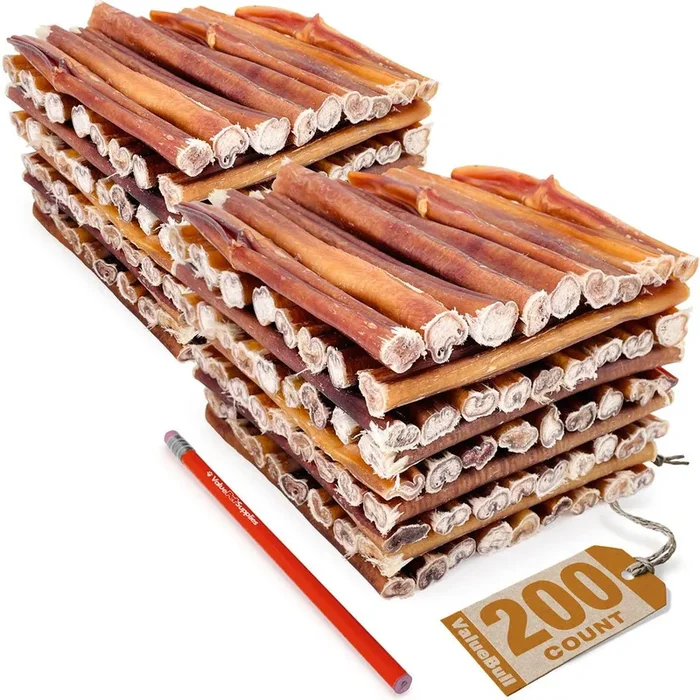 ValueBull USA Bully Sticks for Dogs, Medium 6 Inch, 200 Count Bulk Pack
