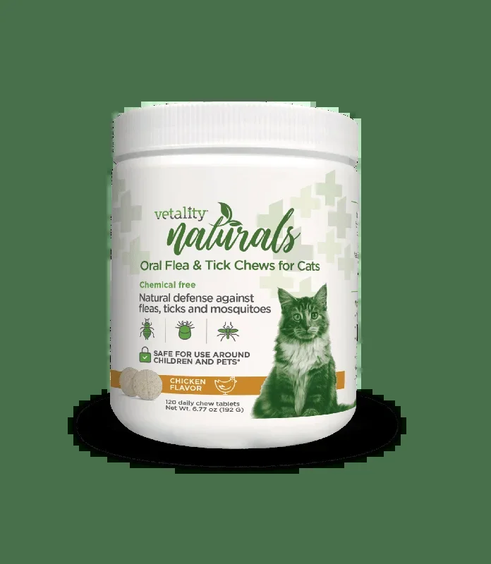 Vetality Naturals Oral Flea & Tick Chews for Cats, 120 ct
