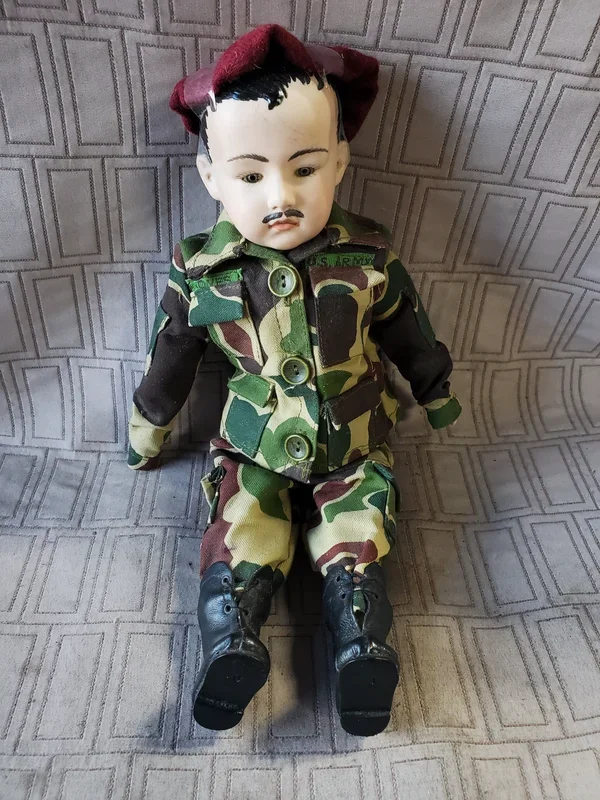 Vintage Porcelain Military Doll