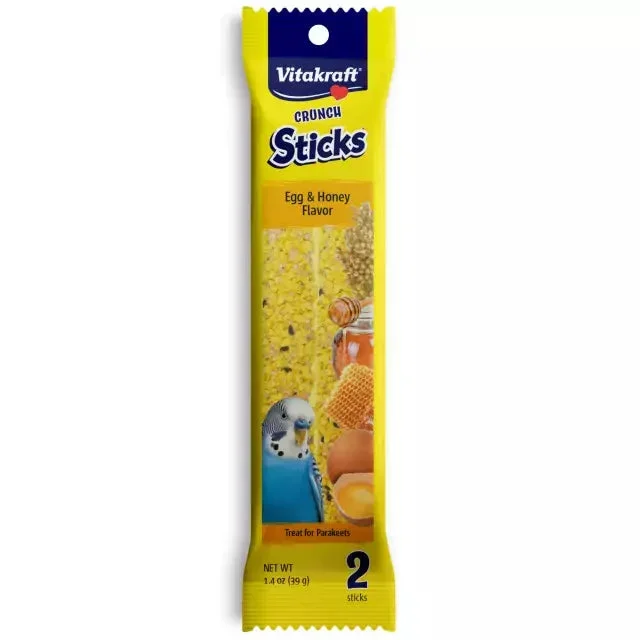 Vitakraft Crunch Parakeet Sticks With Egg & Honey 1.4-oz, Bird Treat