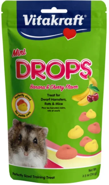 Vitakraft Mini Drops Dwarf Hamster/Rat/Mouse Treat Cherry-Banana
