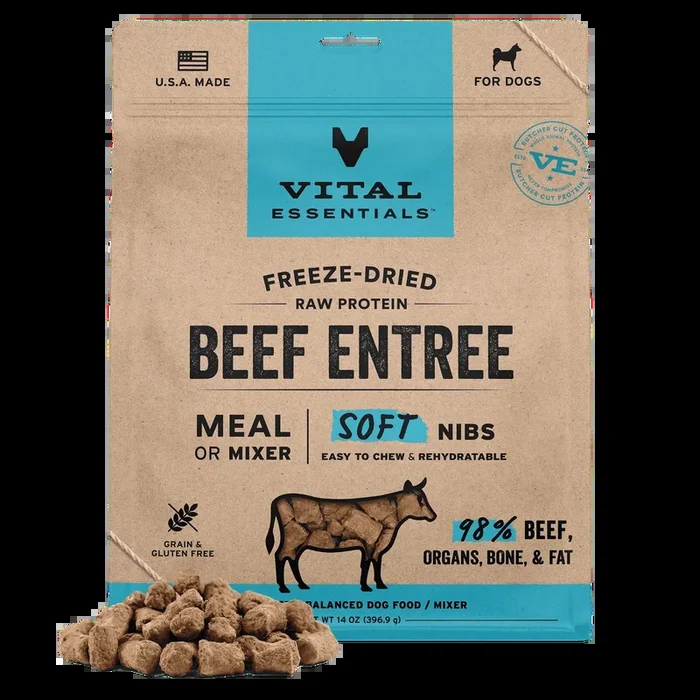 Vital Essentials Beef Entree Soft Nibs Freeze-Dried Raw Dog Food