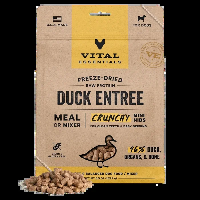 Vital Essentials Dog Crunchy Freeze Dried Duck Mini Nibs 14oz