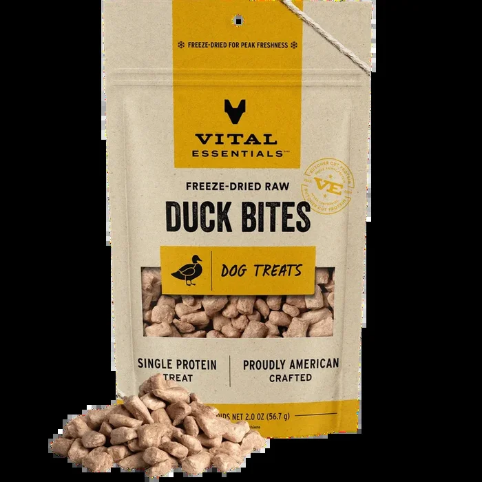 Vital Essentials Dog Freeze Dried Duck Bites Treats 2oz