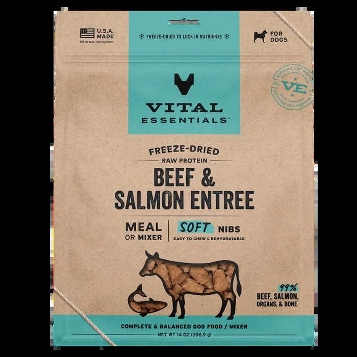 Vital Essentials Freeze Dried Beef & Salmon Soft Nibs Dog Food