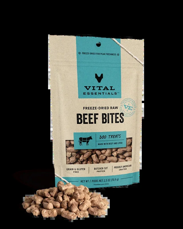 Vital Essentials Freeze-Dried Beef Bites Dog Treats 2.5oz