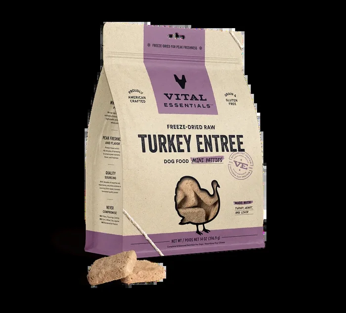 Vital Essentials Freeze-Dried Raw Turkey Entrée Mini Patties Dog Food