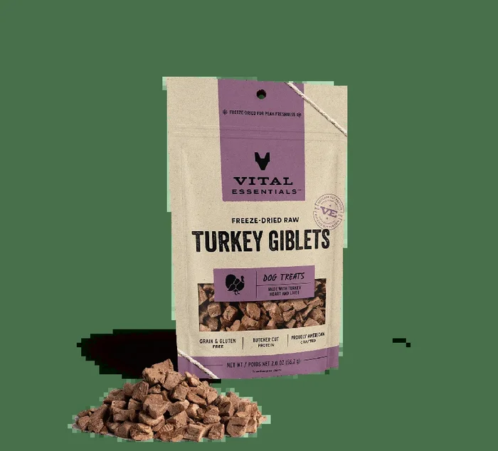 Vital Essentials Freeze Dried Raw Turkey Giblets Dog Treats