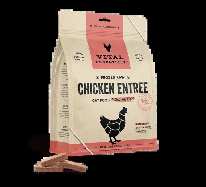 Vital Essentials Frozen Raw Chicken Entree Mini Patties Cat Food