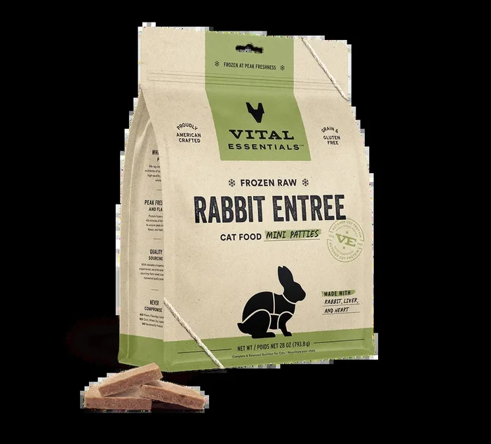 Vital Essentials Frozen Raw Rabbit Entree Mini Patties Cat Food