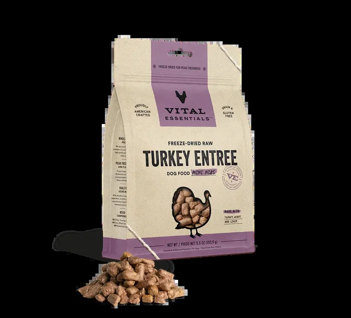 Vital Essentials Turkey Mini Nibs Freeze-Dried Raw Dog Food