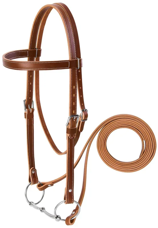 Weaver Leather Draft Horse 3 Piece – Bridle, Reins, & Snaffle Bit Set