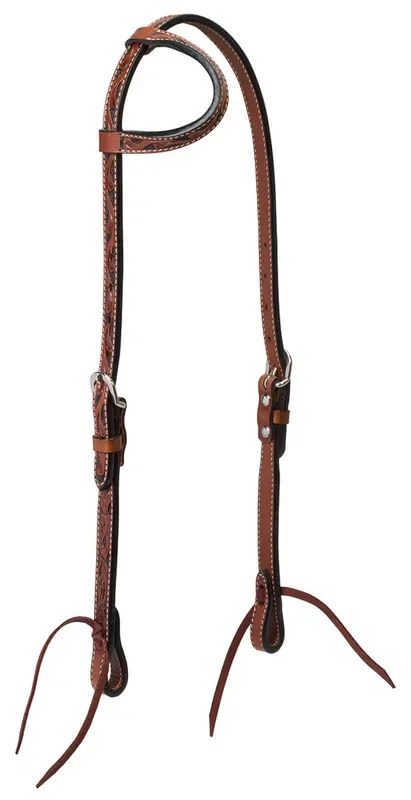 Weaver Turquoise Cross Floral Carved Sliding Ear Headstall