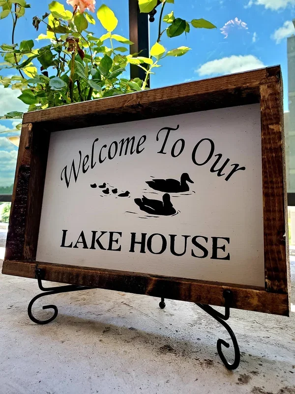 Welcome to Our Lake House Sign – A Rustic, Handcrafted Piece of Home Decor Perfect for Any Home