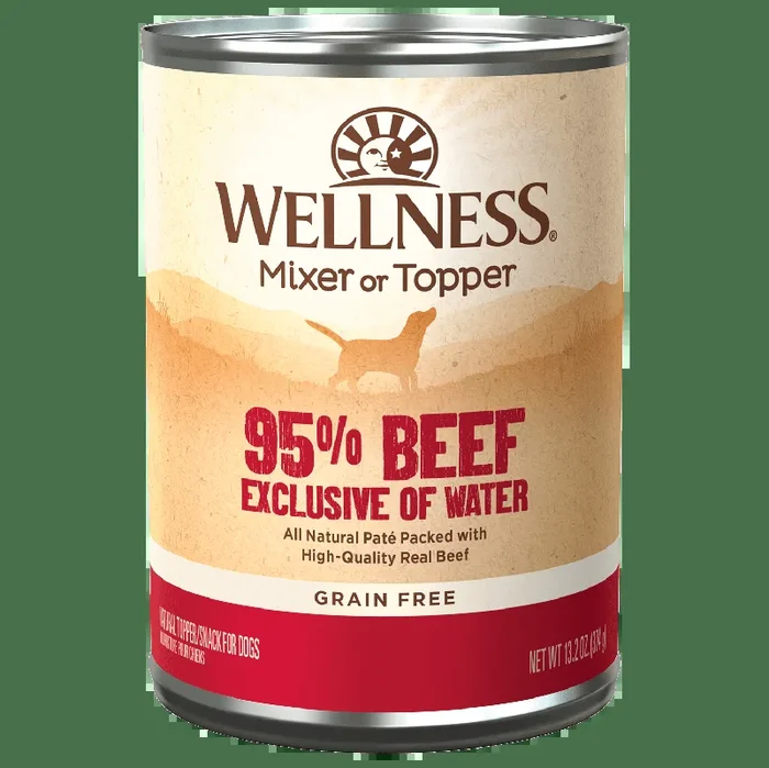 Wellness 95% Beef Mixer or Topper, Wet Dog Food Topper, 13.2-oz Case fo 12