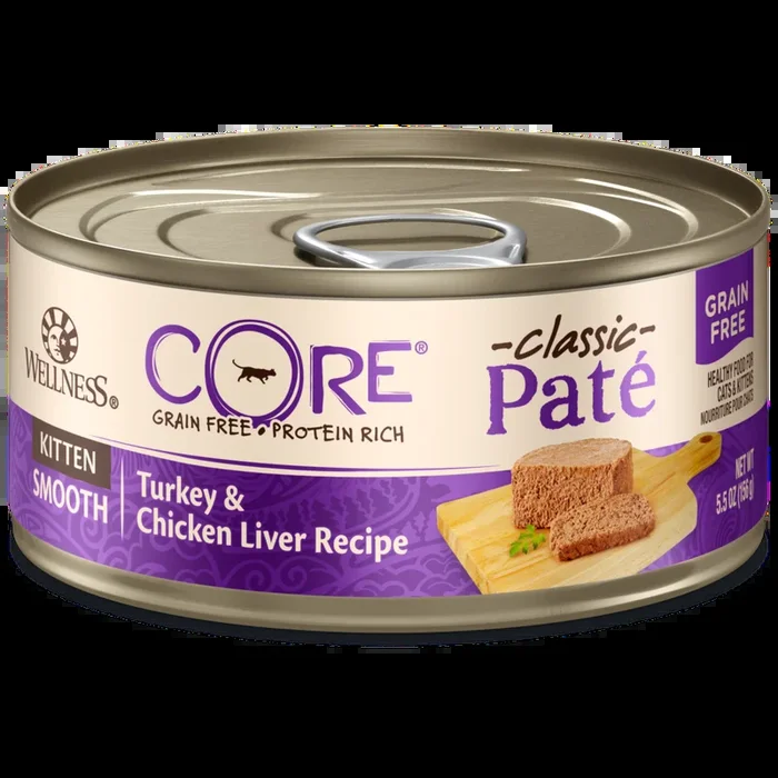 Wellness CORE Grain Free Natural Kitten Health Turkey and Chicken Smooth Pate Canned Cat Food