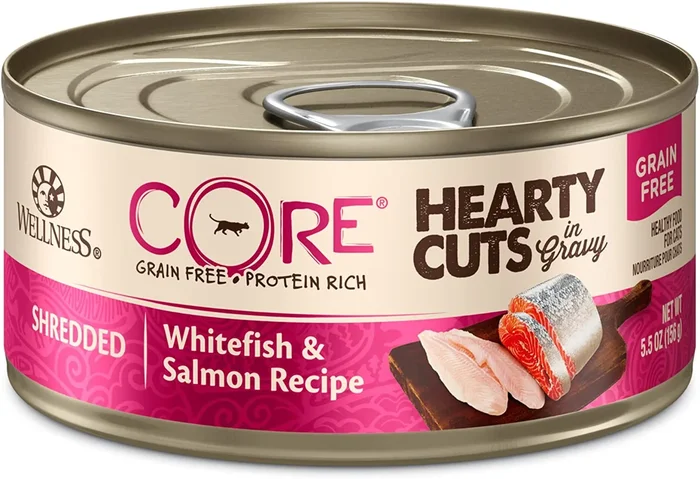 Wellness CORE Natural Grain Free Hearty Cuts White Fish and Salmon Canned Cat Food