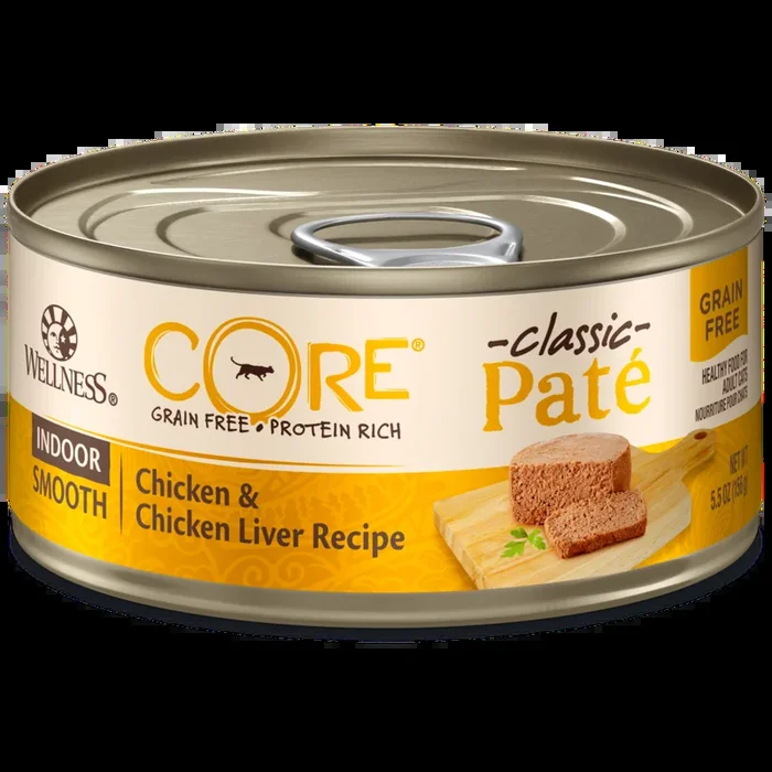 Wellness CORE Natural Grain Free Indoor Chicken and Chicken Liver Smooth Pate Wet Canned Cat Food