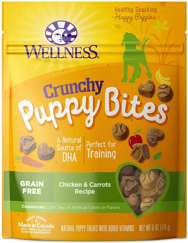 Wellness Natural Grain Free Crunchy Puppy Bites Chicken and Carrots Recipe Dog Treats