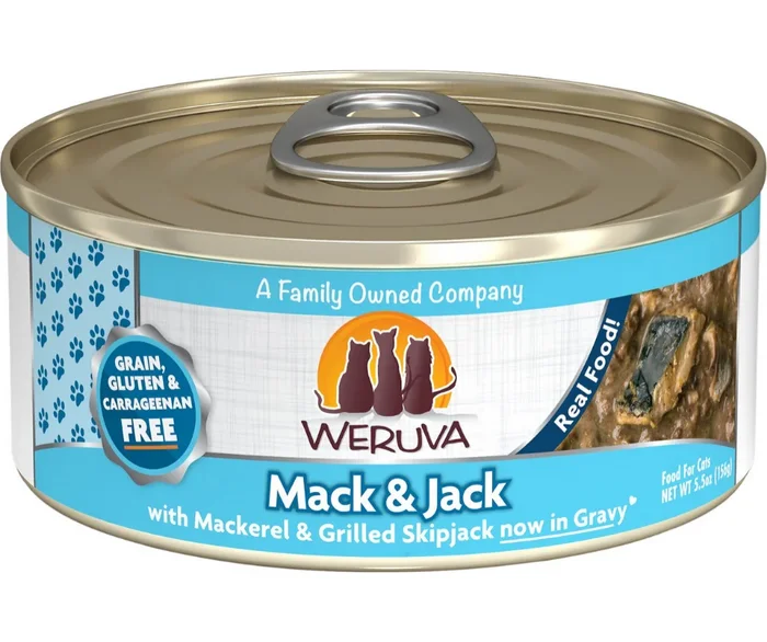 Weruva – All Breeds, Adult Cat Mack and Jack, Grain Free Mackerel & Grilled Skipjack Recipe Canned Cat Food