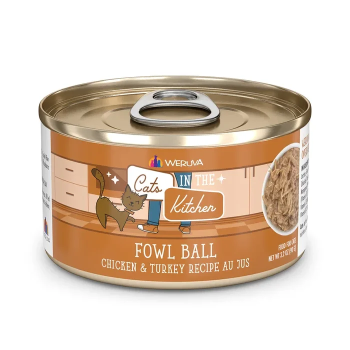 Weruva Cats in the Kitchen Fowl Ball Chicken and Turkey Recipe Au Jus Canned Cat Food
