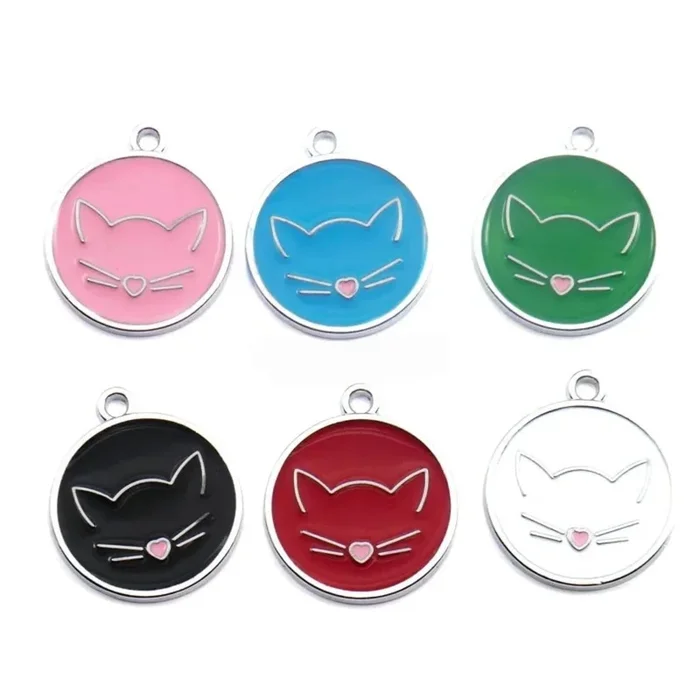 White Cat Tag | Laser Engraved Pet Tag with Cat Face