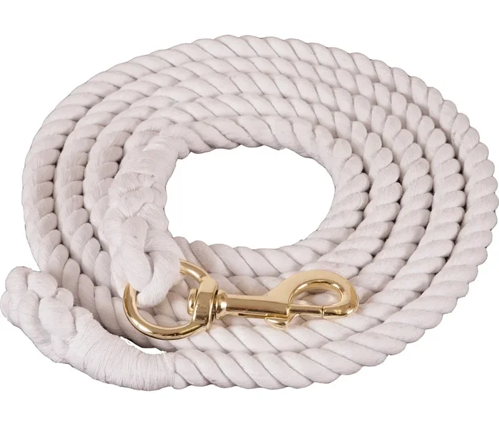 White Cotton Lead Rope with Brass-Plated Bolt Snap