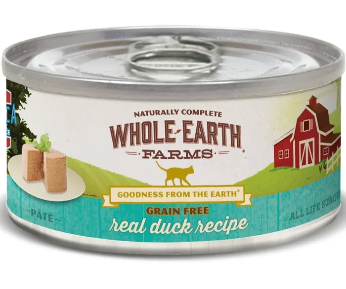 Whole Earth Farms – All Cat Breeds, All Life Stages Grain Free Duck Recipe Canned Cat Food