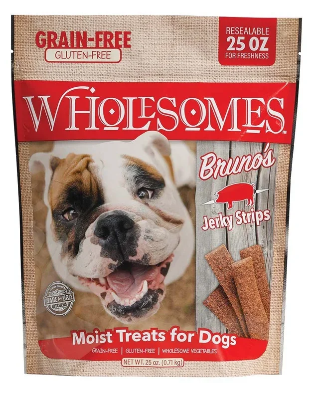 Wholesomes Bruno’s Pork Grain Free Jerky Strips Moist Dog Treats 25oz