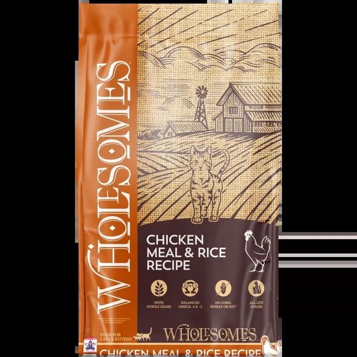 Wholesomes Whole Grain Dry Cat Food – Chicken & Rice – 15lb Bag