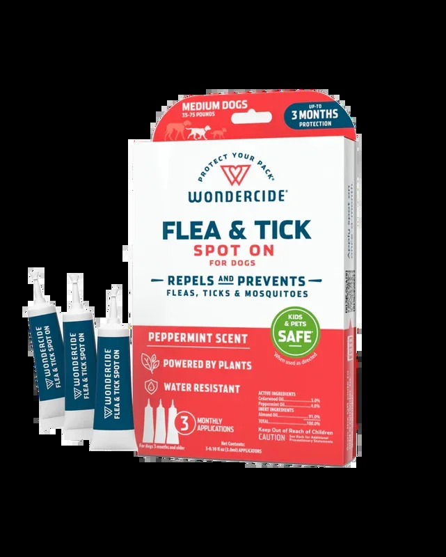 Wondercide Flea & Tick Spot On 3-Pack for Dogs with Natural Essential Oils