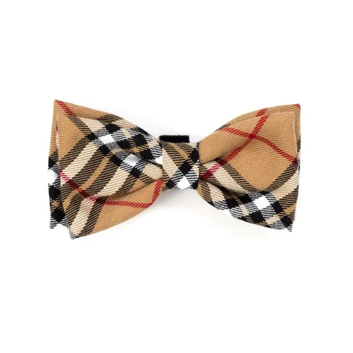 Worthy Dog – Tan Plaid Bow Tie
