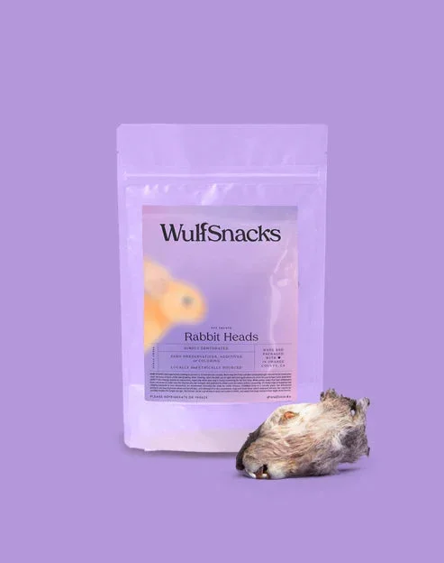 WulfSnacks Furry Rabbit Heads Dog Chews, 4 Pieces