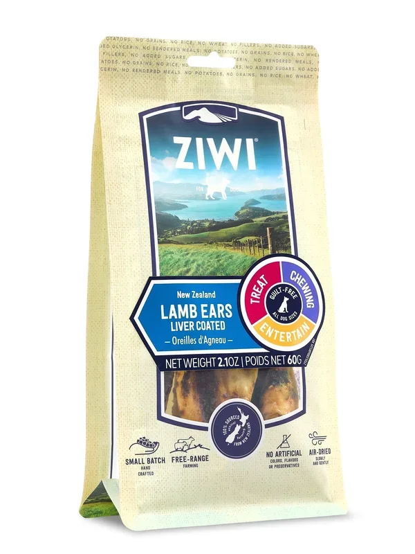 ZIWI Lamb Ears – Liver Coated, 2.1-oz Bag