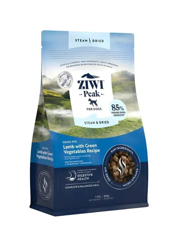 ZiwiPeak Lamb With Green Vegetables, Steam-Dried Dog Food, 1.8-lb Bag